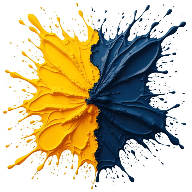Free transparent PNG: Intense Yellow Dabs Clashing Against Deep Navy Background PNG Design for Modern Art and Crafts
