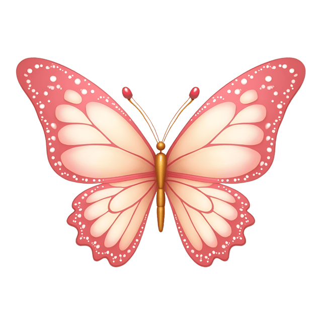 Free transparent PNG: Whimsical Butterfly Illustration with Soft Pastel Colors and Pearls
