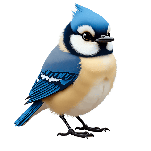 Free transparent PNG: Little Bluejay Chick with Feathery Wings and Bright Plumage PNG Illustration