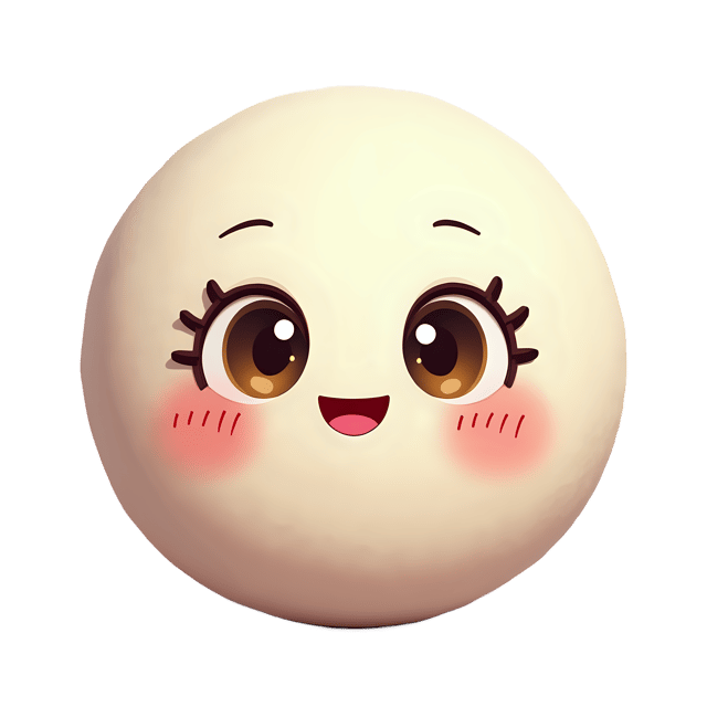 Free transparent PNG: Round Sphere with Darling Embroidered Eyes and Sweet Expression PNG