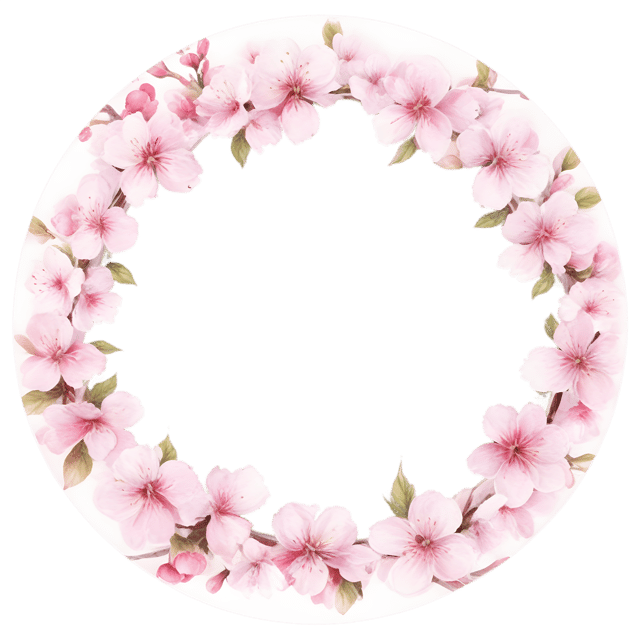 Free transparent PNG: Blossoming Cherry Trees with Circular Border PNG for Decorative and Craft Uses