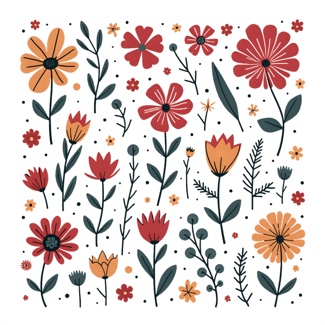 Free transparent PNG: Boho Floral Doodles  Handrawn Design Elements, free download png