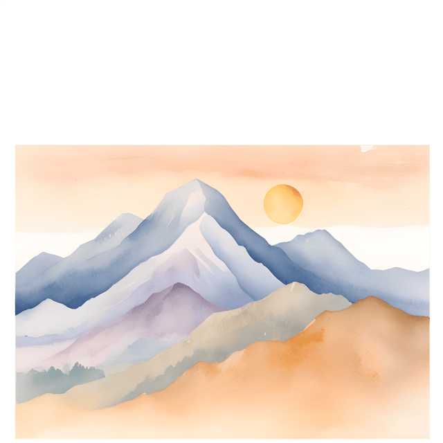 Free transparent PNG: Golden Sunrise Muted Watercolor Mountain Illustration for Serene and Aesthetic Design