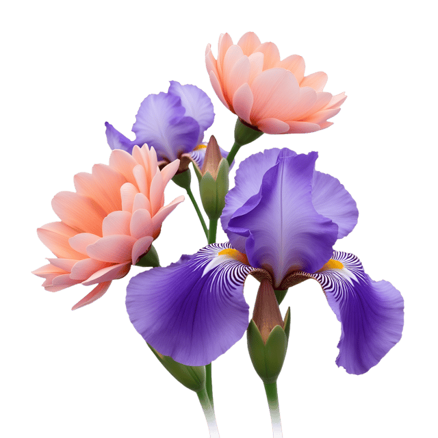 Free transparent PNG: Violet Irises with Pale Peach Carnations  Flower Clipart, free downloadable png