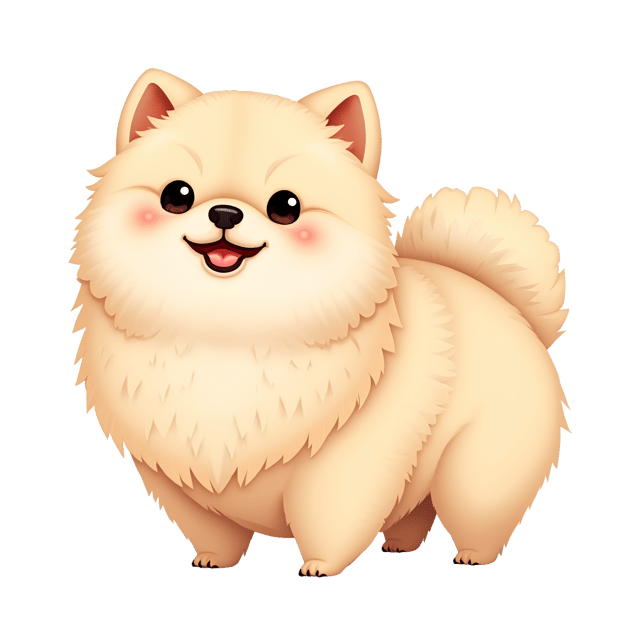 Free transparent PNG: Creamy Pomeranian Clipart with Fluffy Fur and Perky Pose
