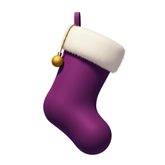 Free transparent PNG: Purple Velvet Christmas Stocking with White Fur Trim and Golden Toe Charm - PNG Illustration