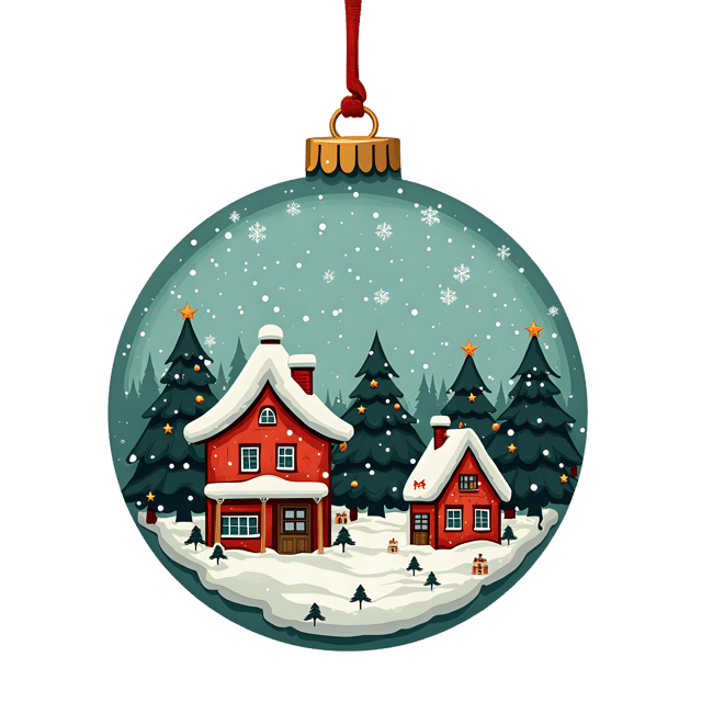 Free transparent PNG: Vintage Tree Ornament  Snow Village Scene, free download png