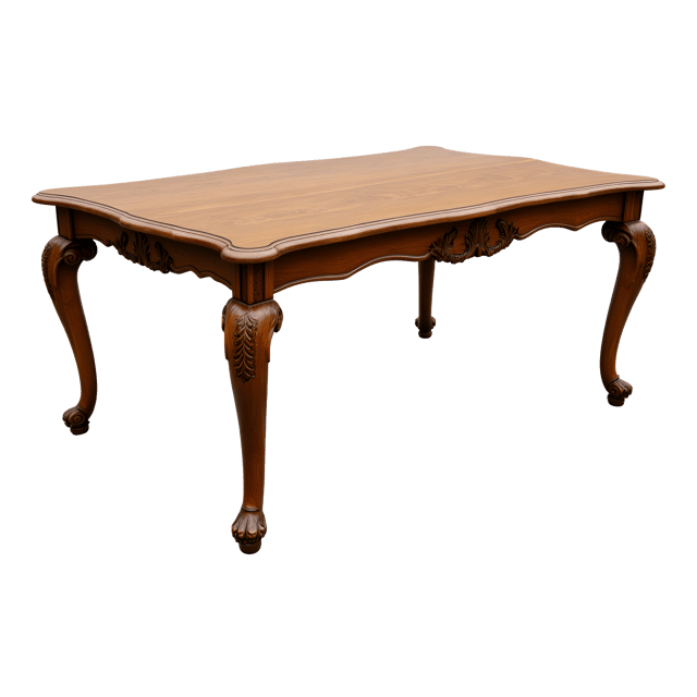 Free transparent PNG: Vintage Oak Dining Table Illustration with Elegant Legs and Rich Wood Grain