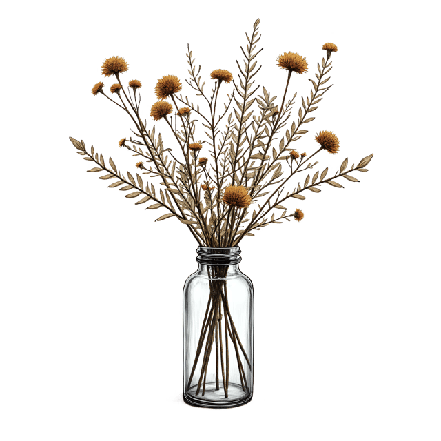 Free transparent PNG: Dried Flowers in a Bottle PNG  Perfect for Botanical Art, Decor  Crafts
