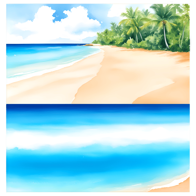 Free transparent PNG: Tropical Beach PNG with Clear Blue Waters and Transparent Background