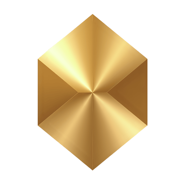 Free transparent PNG: Asymmetrical Gold Shape Design with Sharp Angles and Rounded Edges on Transparent Background