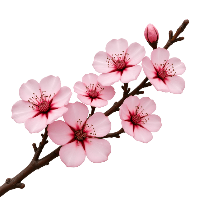 Free transparent PNG: Delicate Cherry Blossom Clipart with Pink Petals and White Centers for Beautiful Illustrations