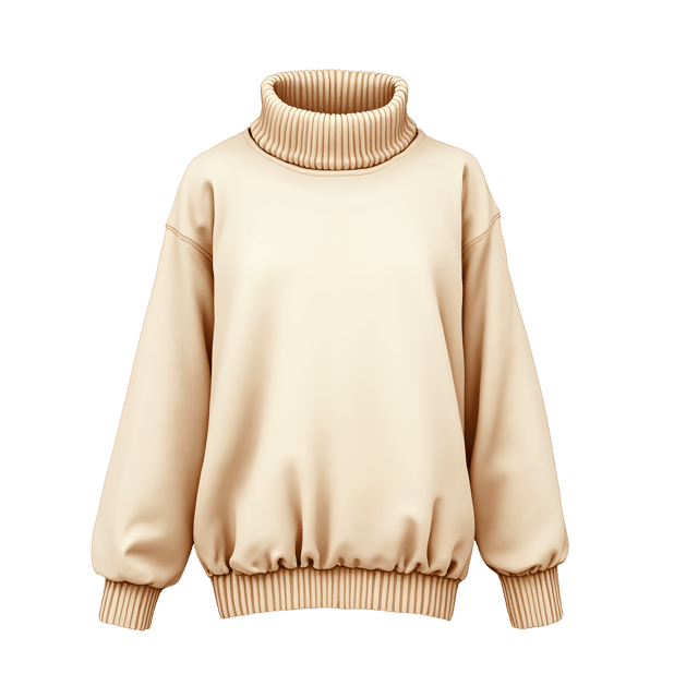 Free transparent PNG: Cream-Colored Sweater with Dropped Shoulders and Rolled Neck