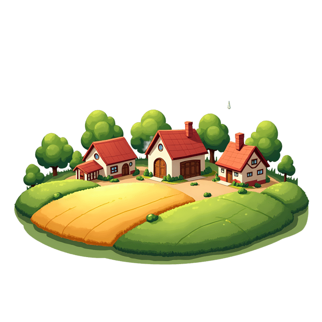 Free transparent PNG: Village Surrounded by Fields PNG with Transparent Background