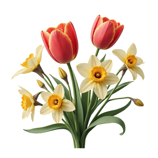 Free transparent PNG: Tulip and Narcissus PNG Clipart  Perfect for Spring Bouquets, Garden Decor  Crafts