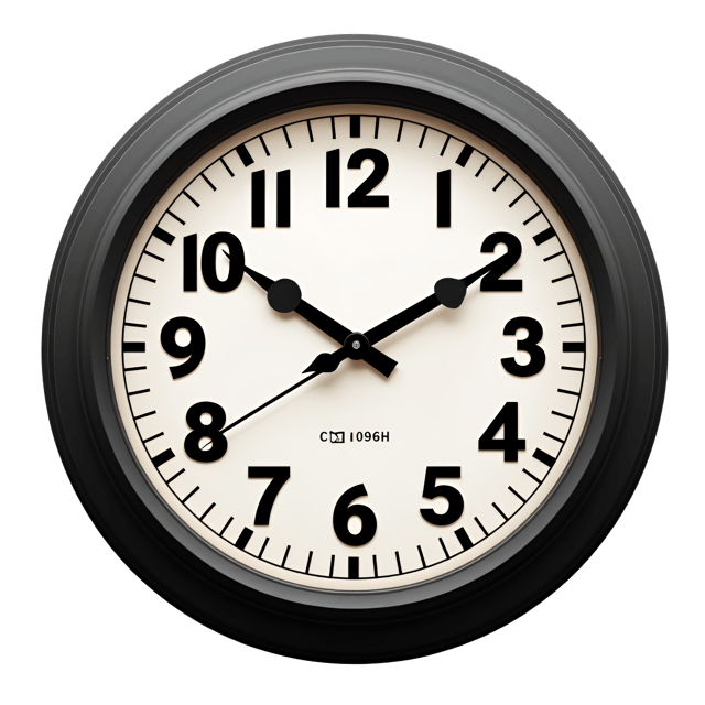 Free transparent PNG: Classic Train Station Clock with Large Numbers and Bold Hands