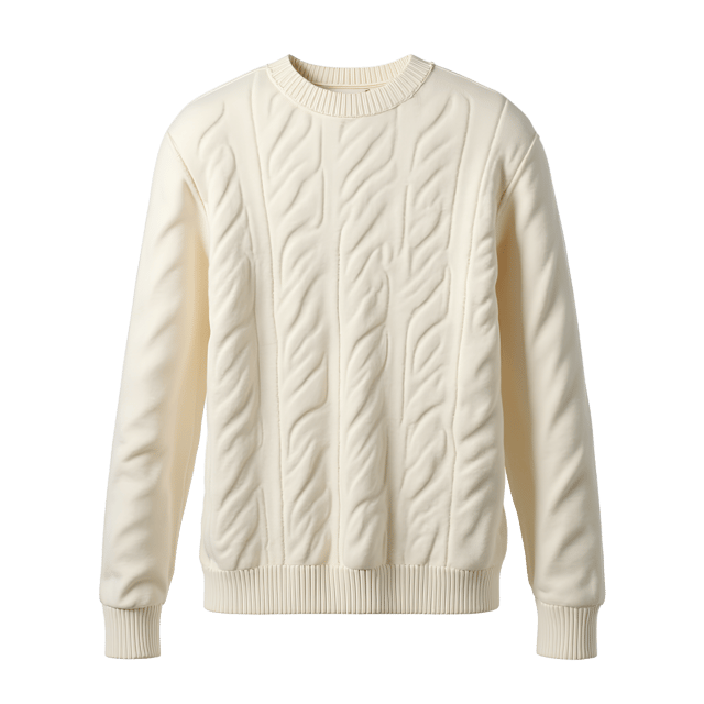 Free transparent PNG: Off-White Cashmere Sweater with Subtle Cable Knit Pattern - High-Resolution Fashion Illustration