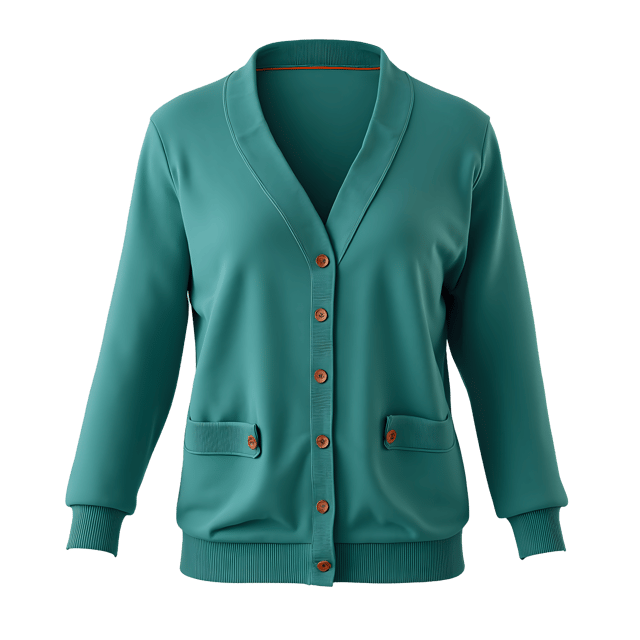Free transparent PNG: Stylish Teal Cardigan PNG with Button Closures and Front Pockets