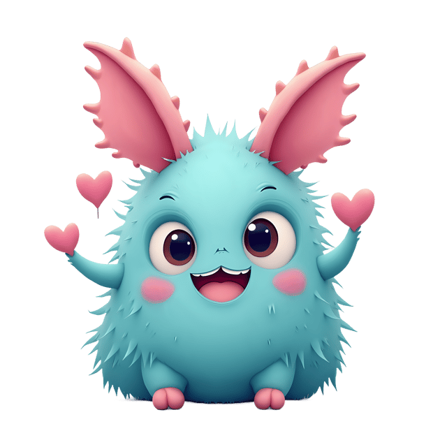 Free transparent PNG: Cuddly Pastel Monster PNG with Fuzzy Ears and Bright Eyes for Cute Clipart