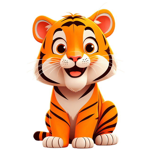 Free transparent PNG: Cute Cartoon Tiger Illustration with Transparent Background for Creative Projects