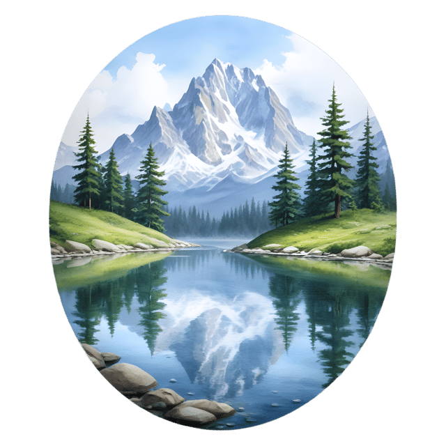 Free transparent PNG: Majestic Mountains and Crystal-Clear Lake PNG for Nature Scenes