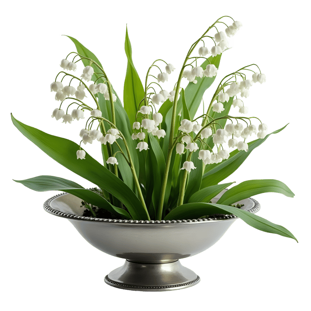Free transparent PNG: Lilies of the Valley Silver Dish PNG with Transparent Background