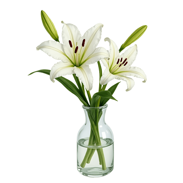 Free transparent PNG: Single White Lily in Crystal Vase PNG Transparent Background