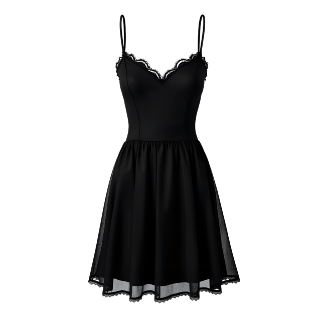 Free transparent PNG: Black Lace Dress with Spaghetti Straps and Sheer Overlay PNG