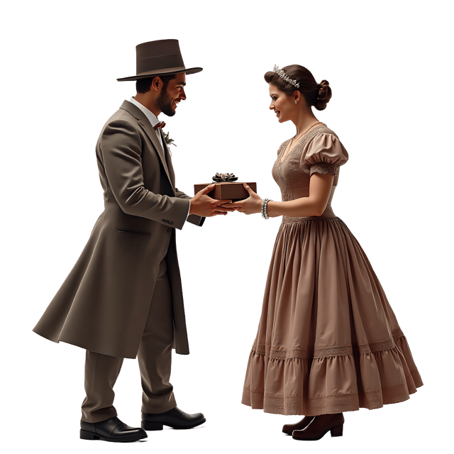 Free transparent PNG: Couple Exchanging Gifts PNG  Perfect for Valentines Day, Romantic Cards  Wedding Decor