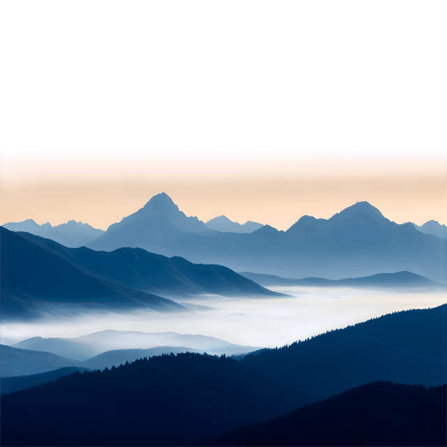 Free transparent PNG: Misty Mountains PNG with Soft Morning Light for Landscape and Nature Imagery