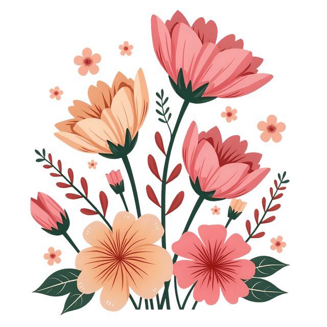 Free transparent PNG: Boho Romantic Flowers  Artistic Clipart Design, free png download