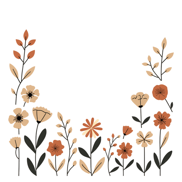 Free transparent PNG: Modern Minimalist Flower Border Clipart with Abstract Shapes and Neutral Tones