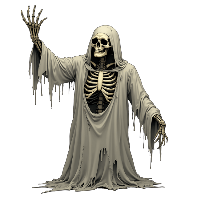 Free transparent PNG: Ghostly Skeleton Clipart in Tattered Clothing