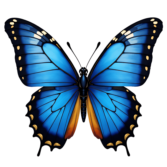 Free transparent PNG: Sapphire Butterfly Clipart with Gold Trim on Transparent Background