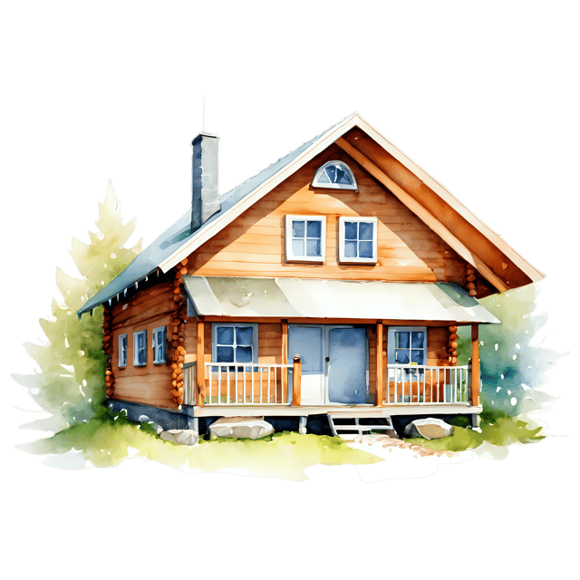 Free transparent PNG: Watercolor Cabin House Transparent PNG – Gentle Illustration for Decor & Crafts