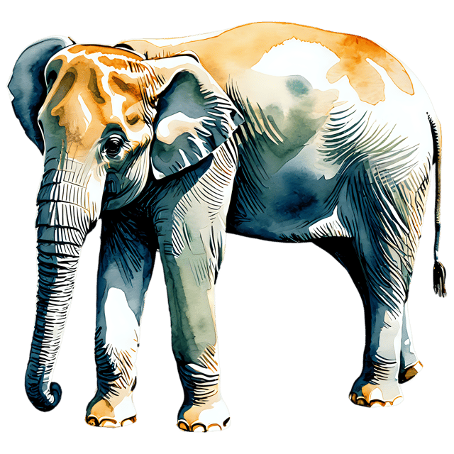 Free transparent PNG: Transparent Watercolor Elephant Illustration - Gentle and Soft Clipart