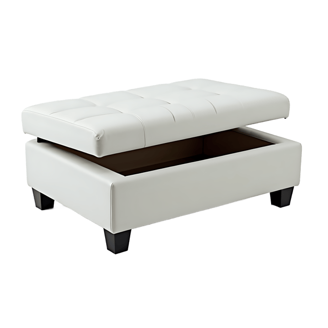 Free transparent PNG: Contemporary White Storage Ottoman with Hidden Compartments - Transparent Background PNG