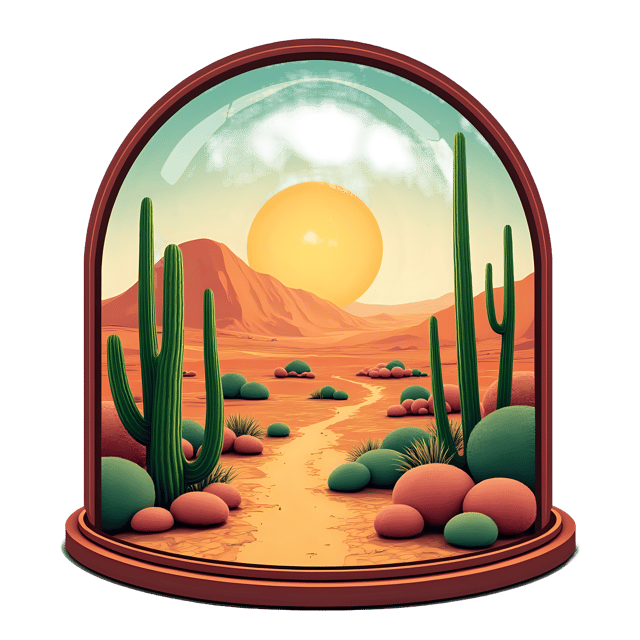 Free transparent PNG: Vibrant Desert Oasis Glass Enclosure PNG Design for Modern and Exquisite Visuals