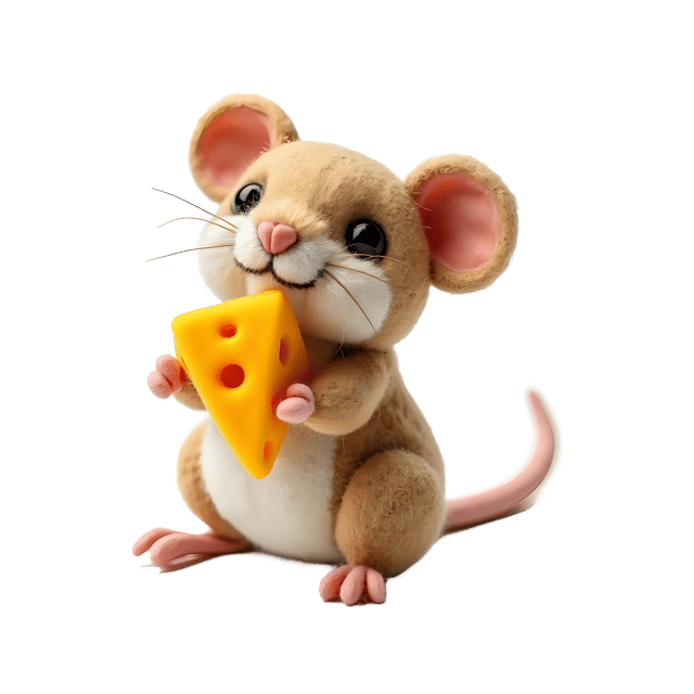 Free transparent PNG: Felted Mouse with Cheese Transparent PNG