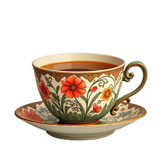 Free transparent PNG: Art Nouveau Tea Cup  Vintage Floral Design Clipart, Free PNG Download