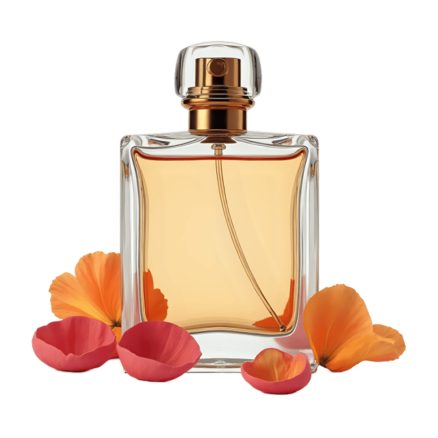 Free transparent PNG: Perfume Bottle with Petals PNG Clipart  Elegant Design Element for Fragrance and Beauty Projects