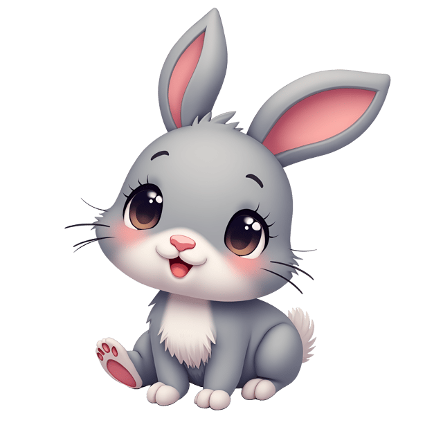 Free transparent PNG: Small Gray Rabbit PNG Clipart with Long Ears and Curious Eyes
