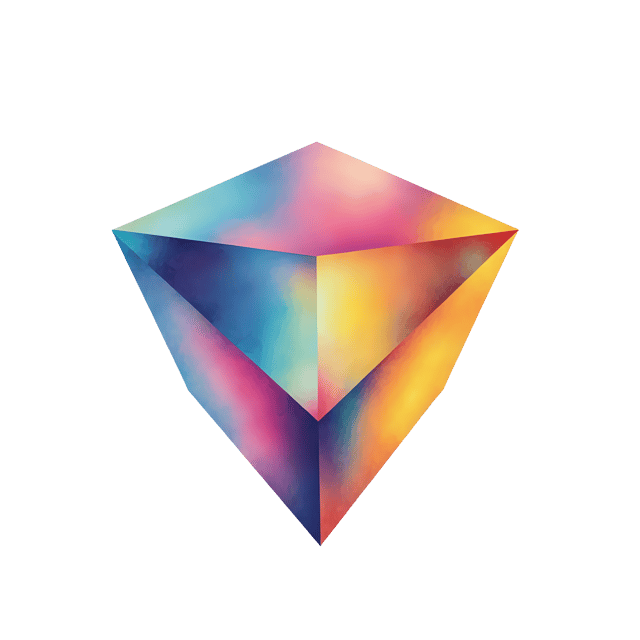 Free transparent PNG: Chromatic 3D Prism with Rainbow Surfaces and Reflective Qualities - Transparent PNG