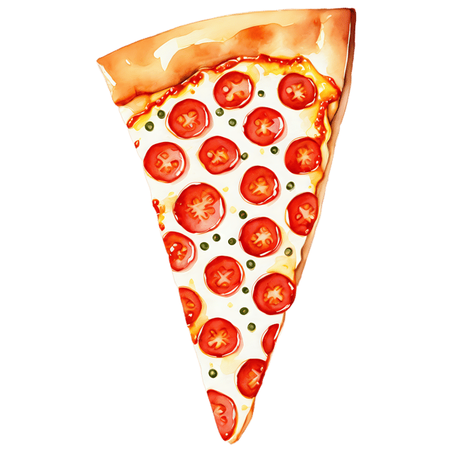 Free transparent PNG: Watercolor Pizza Slice Transparent PNG – Gentle Illustration for Food Themed Designs