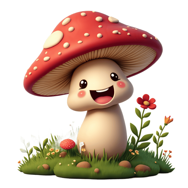 Free transparent PNG: Adorable Mushroom with Happy Face PNG Illustration for Forest and Nature-themed Decorations