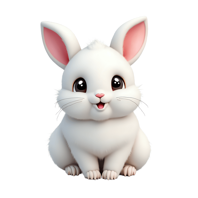 Free transparent PNG: Fluffy White Bunny PNG with Transparent Background for Crafting and Decor