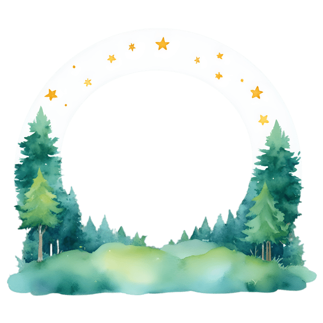 Free transparent PNG: Lush Forest with Radiant Halo of Stars PNG Background