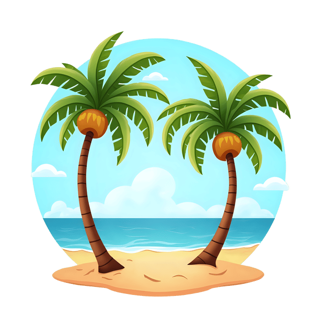 Free transparent PNG: Tropical Beach with Palm Trees PNG Transparent Background