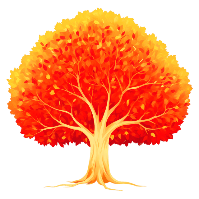 Free transparent PNG: Golden Tree with Crimson Leaves Transparent Background PNG Design