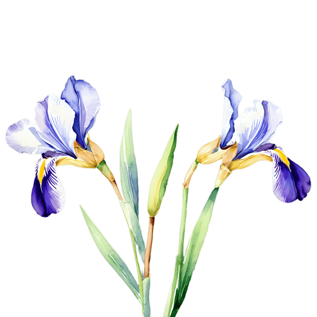 Free transparent PNG: Watercolor Iris Flower PNG – Transparent Background Botanical Illustration
